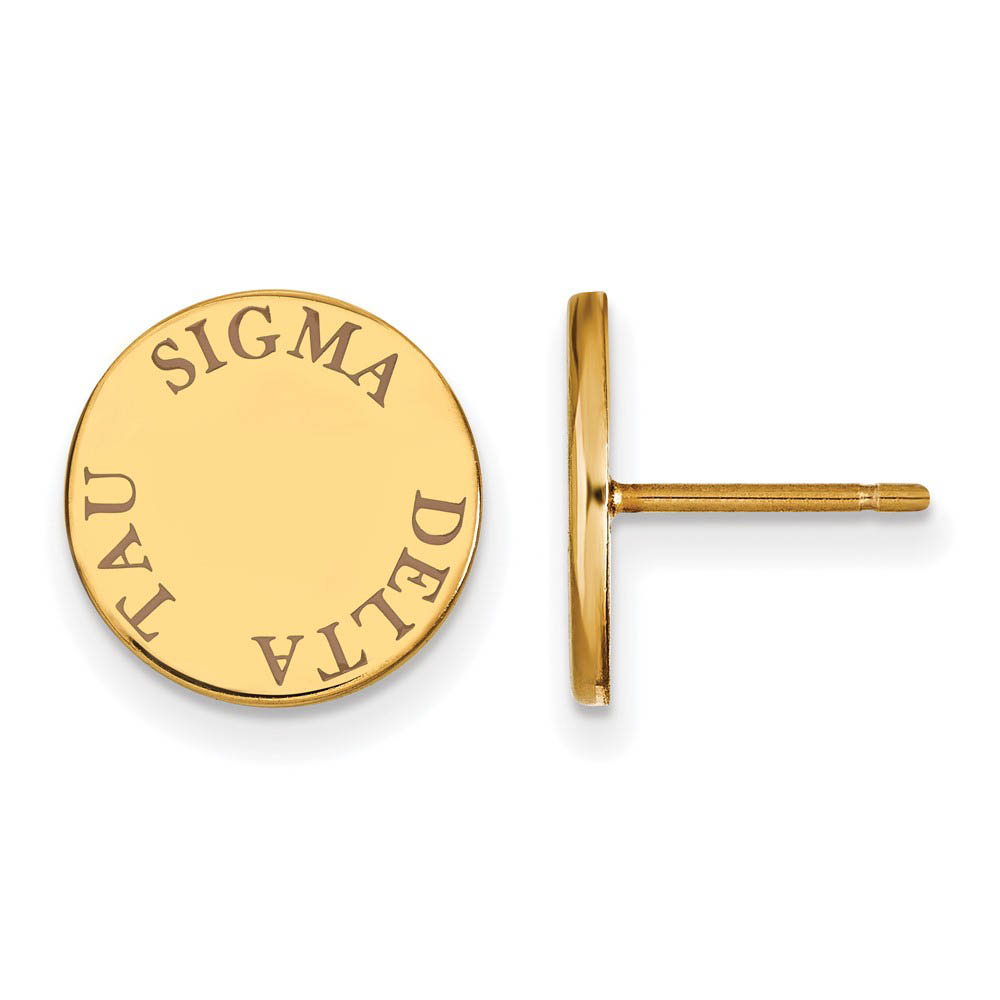14K Plated Silver Sigma Delta Tau Brown Enamel Post Earrings