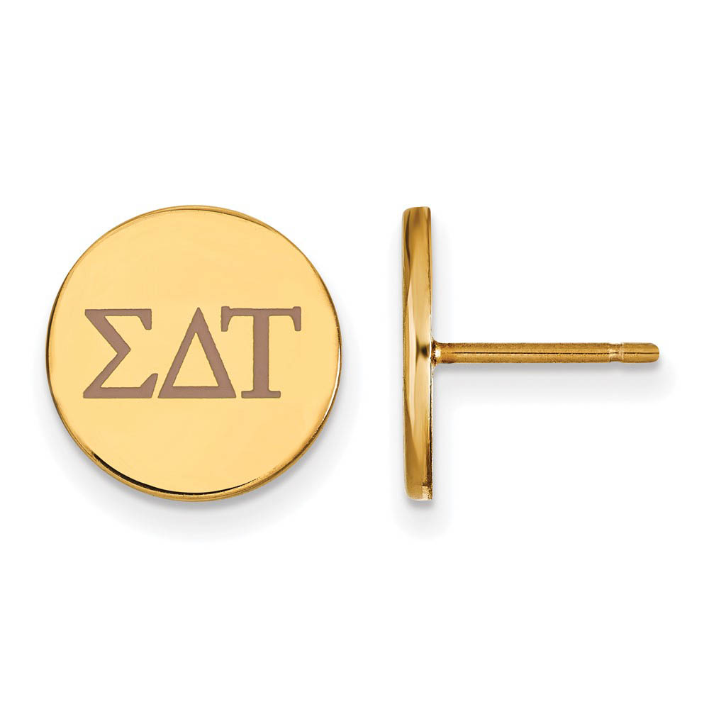 14K Plated Silver Sigma Delta Tau Enamel Greek Letters Post Earrings