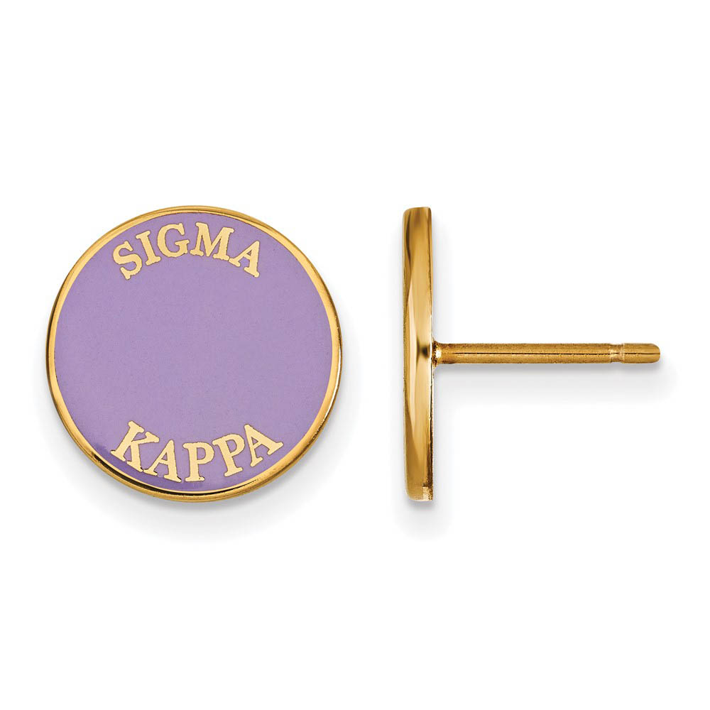 14K Plated Silver Sigma Kappa Enamel Disc Post Earrings