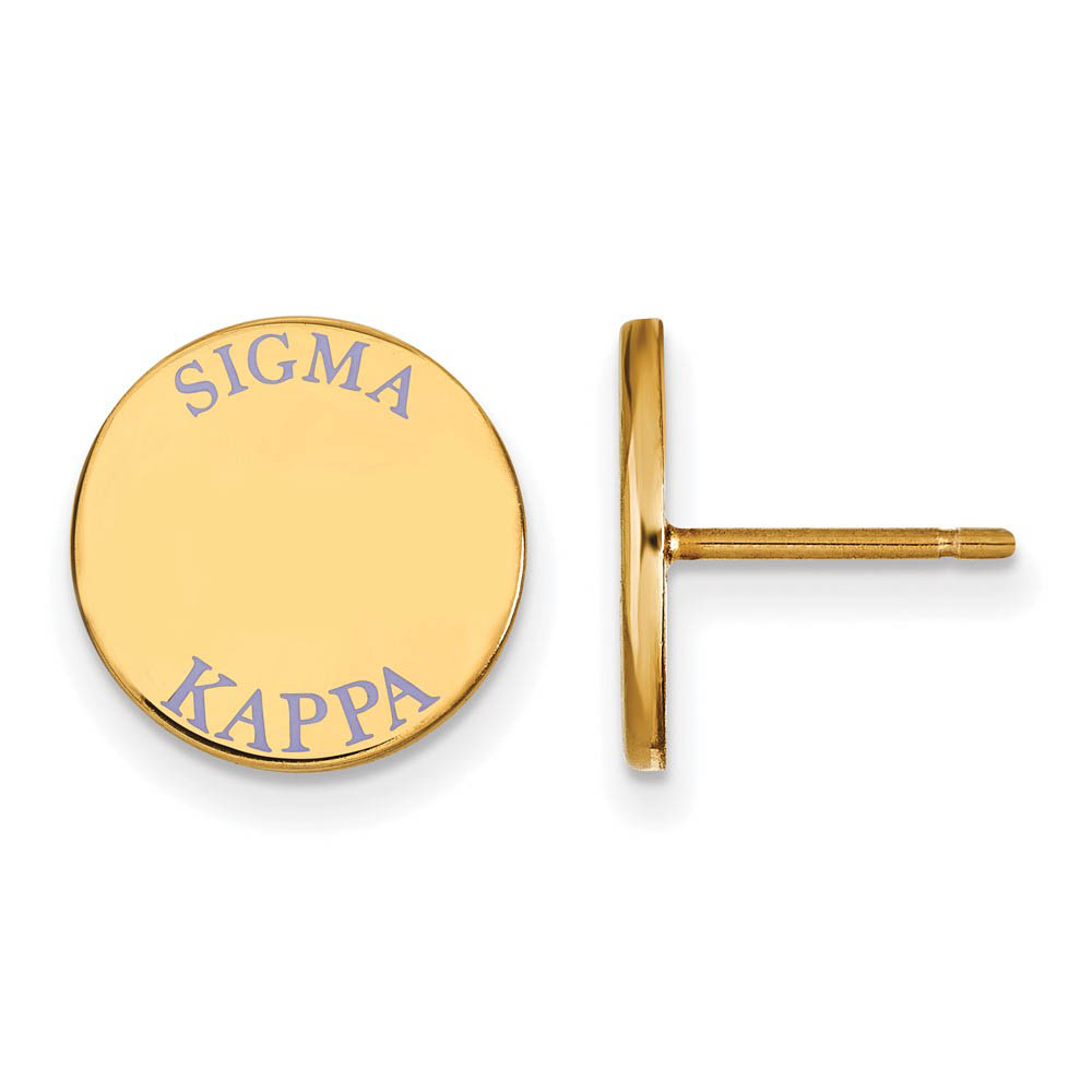 14K Plated Silver Sigma Kappa Purple Enamel Post Earrings