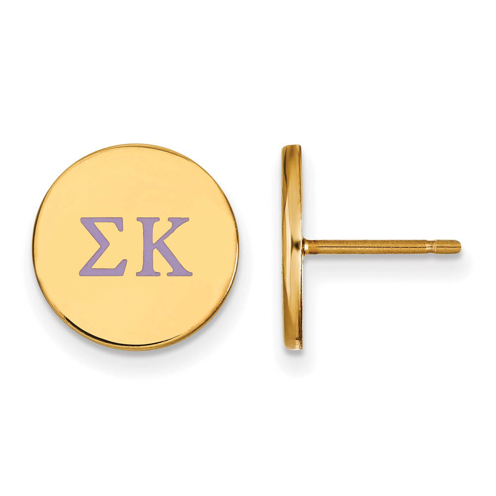 14K Plated Silver Sigma Kappa Enamel Greek Letters Post Earrings