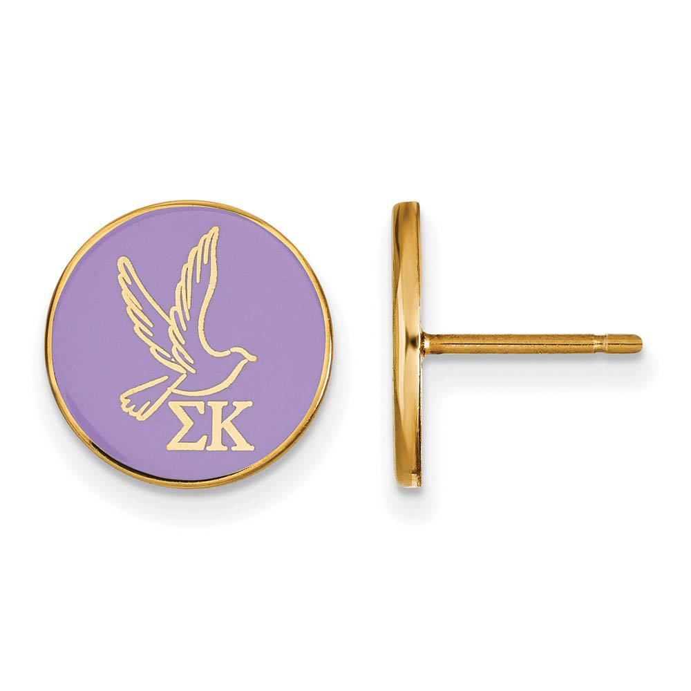 14K Plated Silver Sigma Kappa Purple Enamel Dove Post Earrings