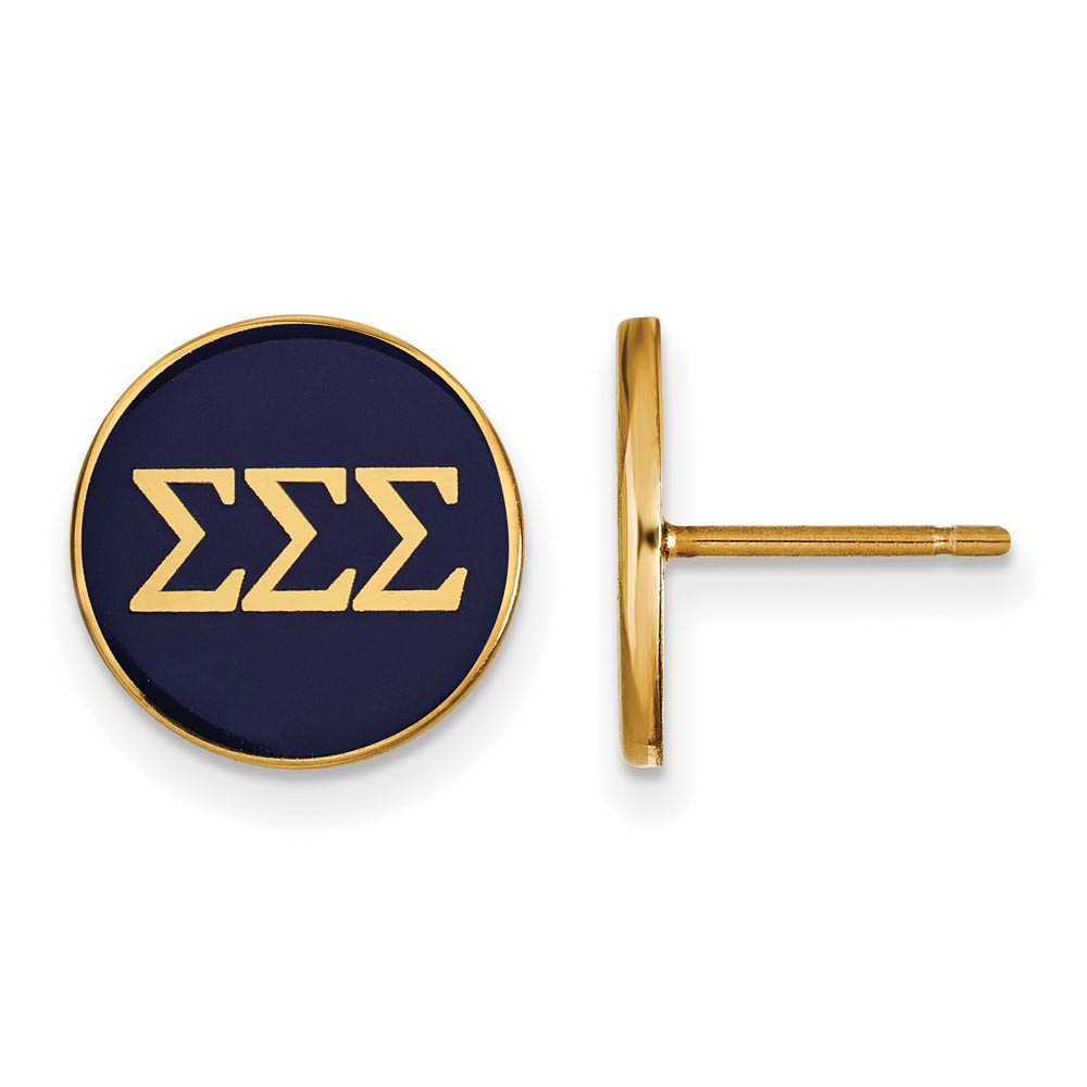 14K Plated Silver, Royal Purple Enamel Sigma Sigma Sigma Post Earrings