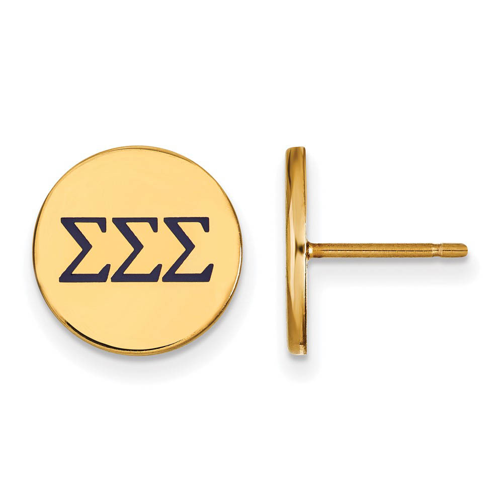 14K Plated Silver Sigma Sigma Sigma Purple Enamel Post Earrings