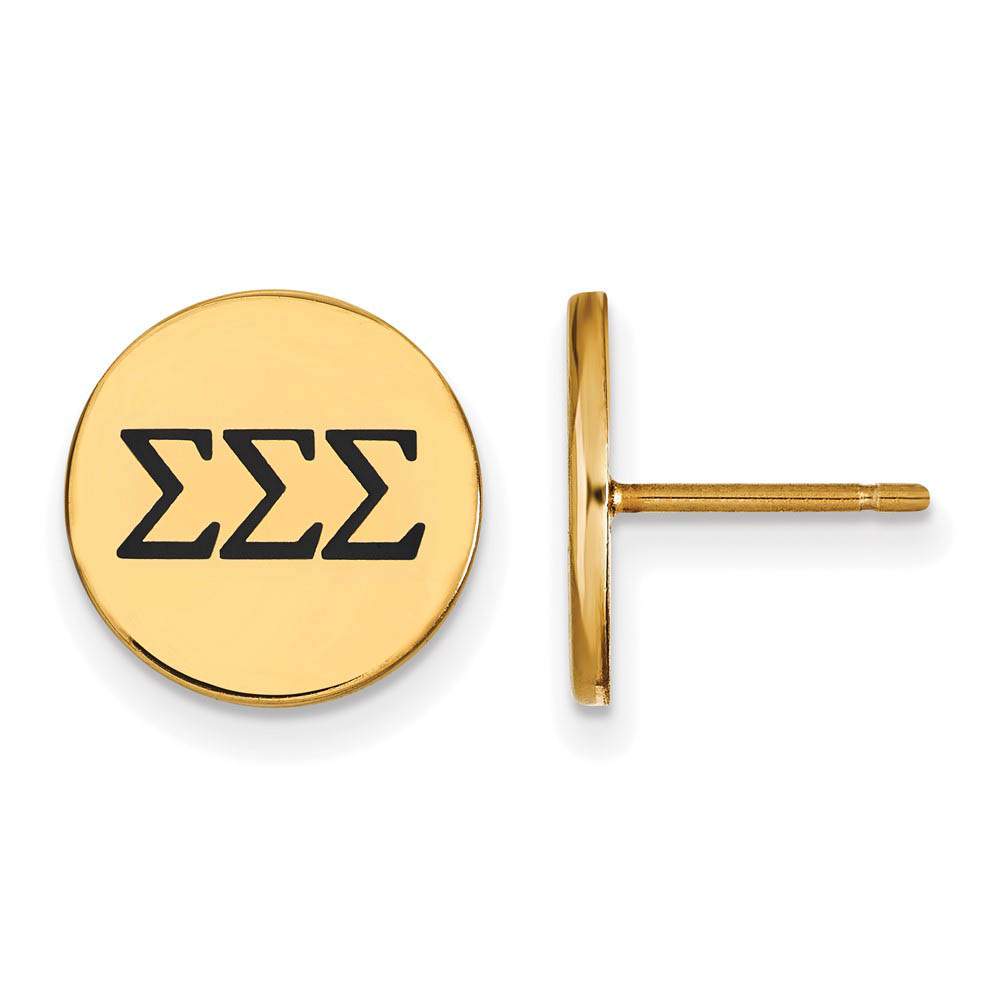 14K Plated Silver & Black Enamel Sigma Sigma Sigma Post Earrings