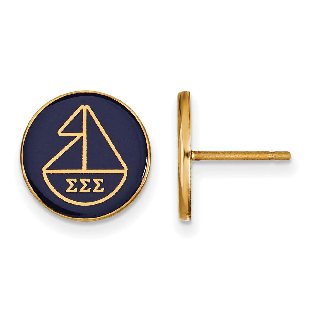 14K Plated Silver Sigma Sigma Sigma Enamel Sailboat Post Earrings