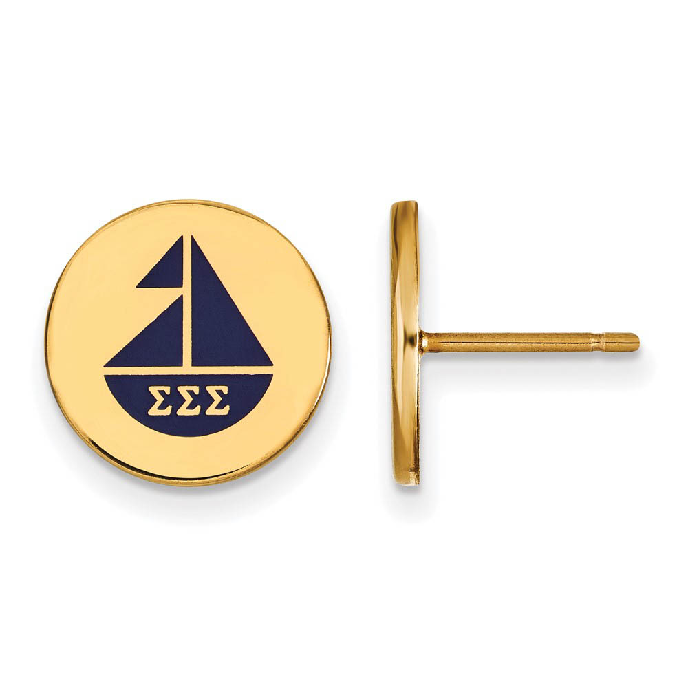 14K Plated Silver & Enamel Sigma Sigma Sigma Sailboat Post Earrings