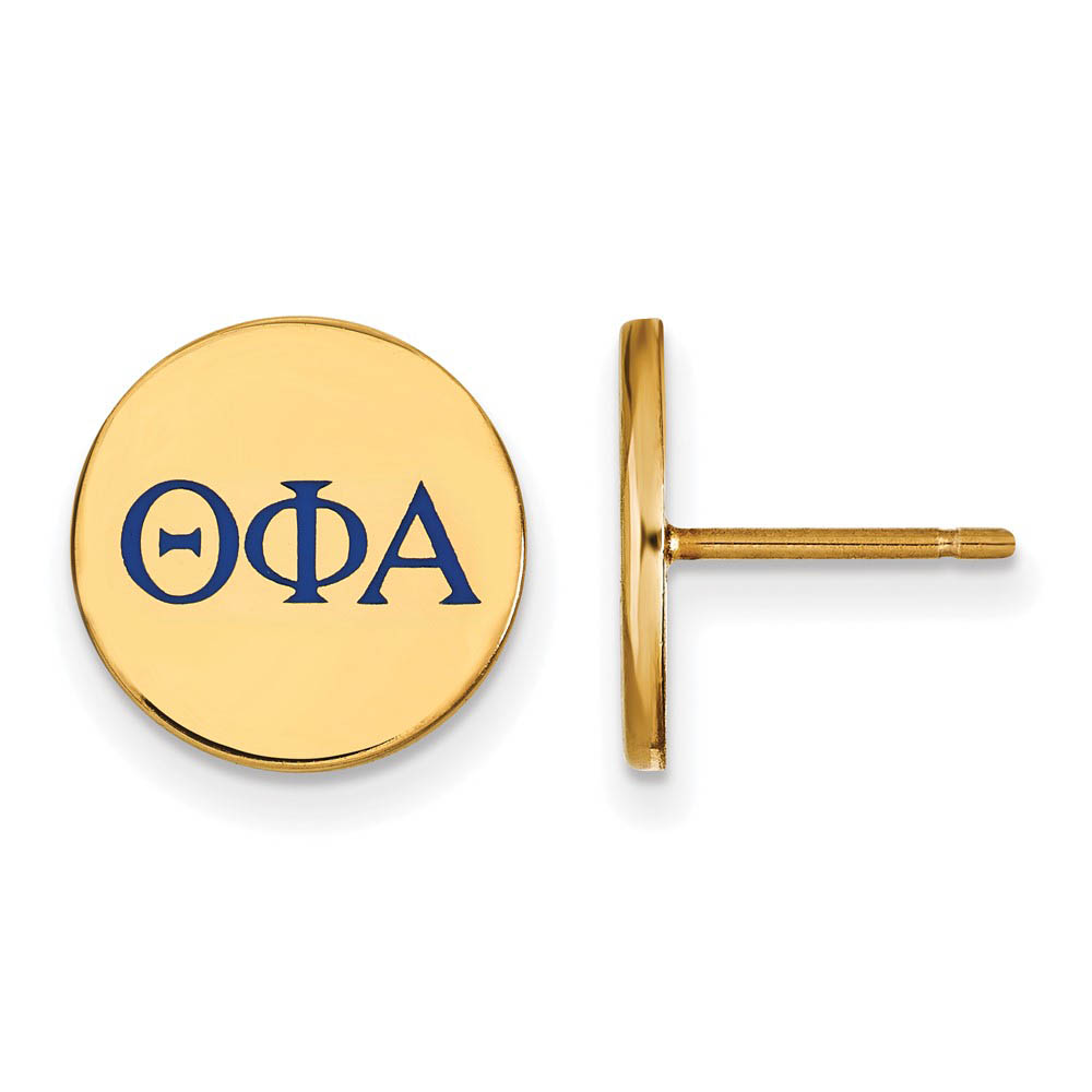 14K Plated Silver Theta Phi Alpha Blue Enamel Post Earrings