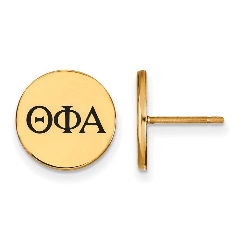 14K Plated Silver Theta Phi Alpha Black Enamel Post Earrings