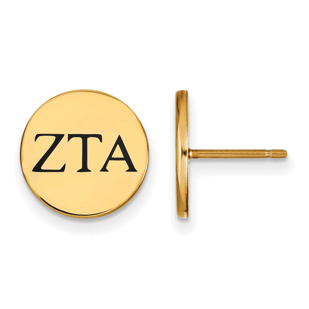 14K Plated Silver & Black Enamel Zeta Tau Alpha Post Earrings