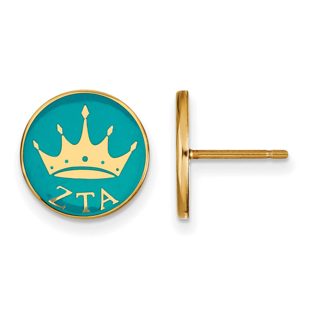 14K Plated Silver & Enamel Zeta Tau Alpha Crown Post Earrings