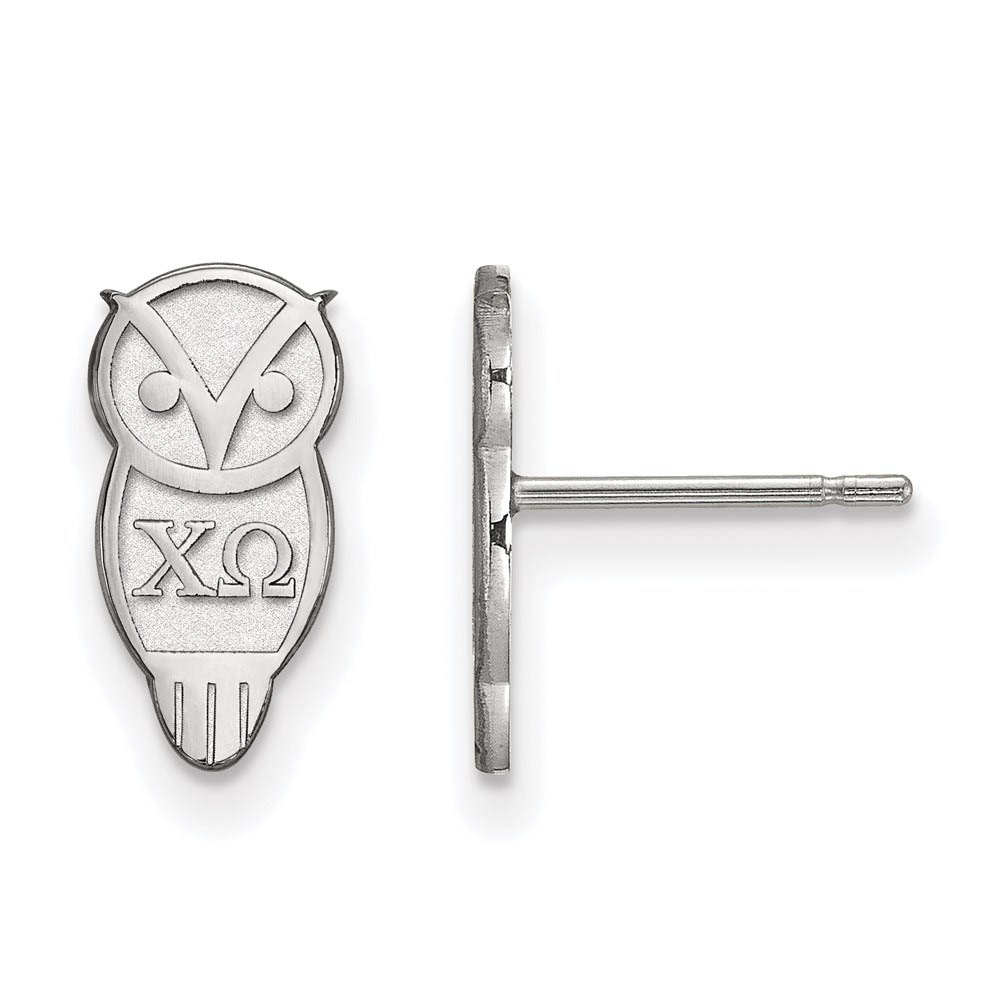 Sterling Silver Chi Omega Greek Owl Post Earrings