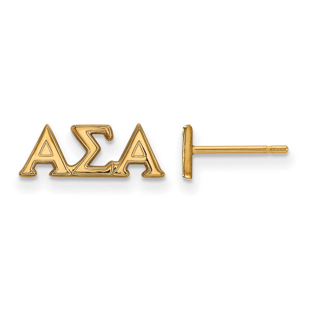14K Plated Silver Alpha Sigma Alpha Greek Letters Post Earrings