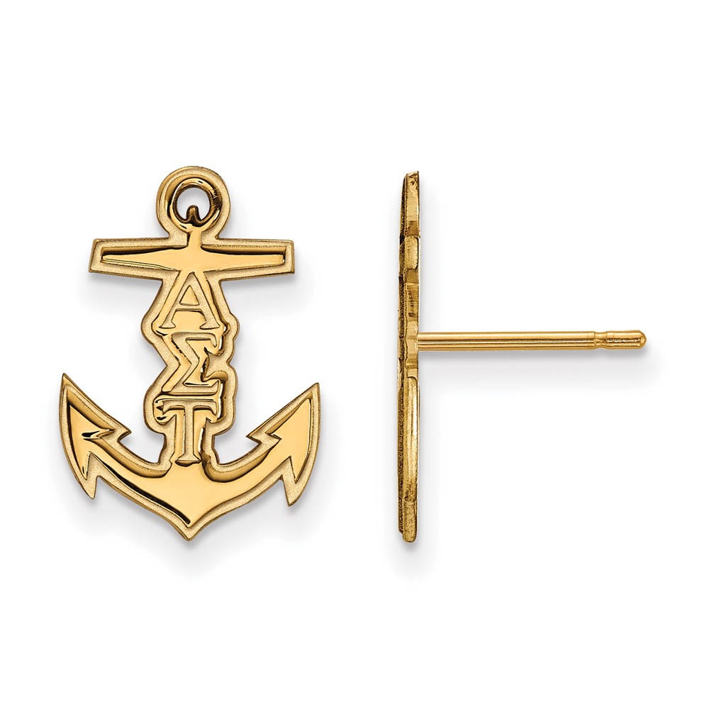 14K Plated Silver Alpha Sigma Tau Post Earrings