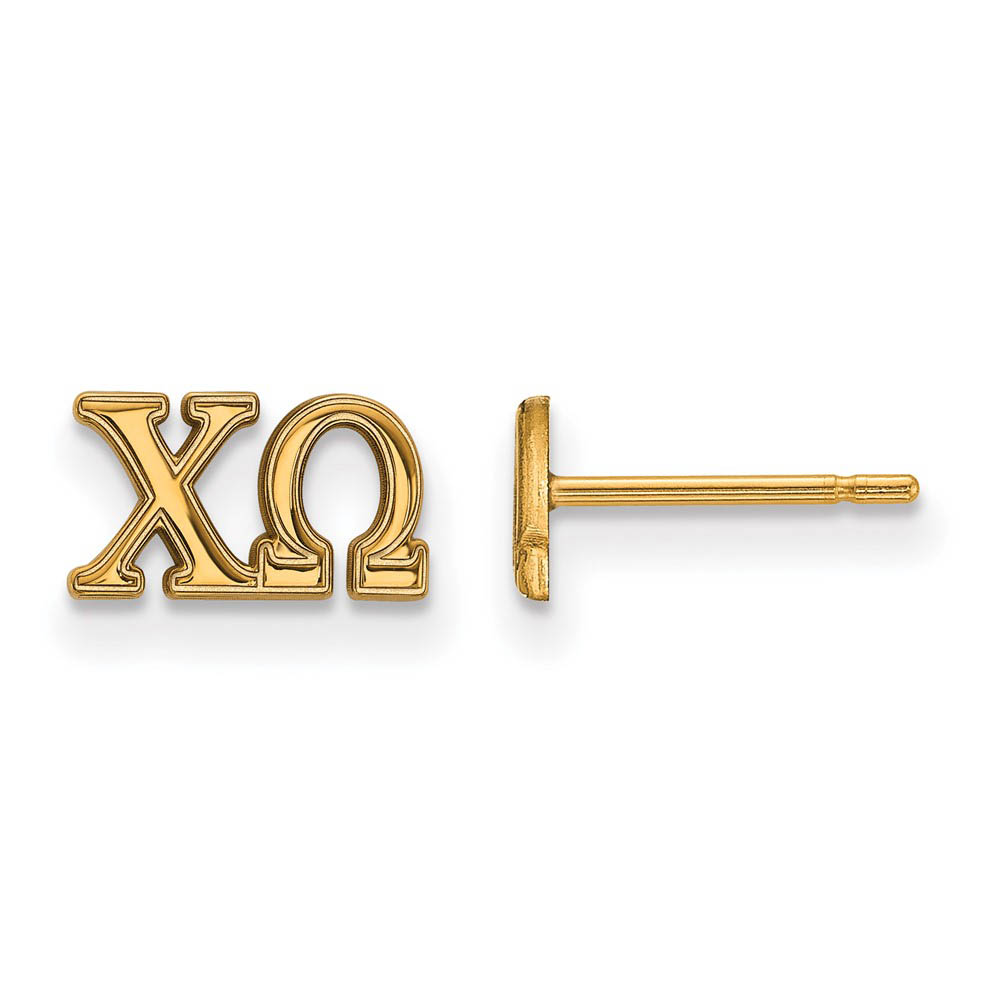 14K Plated Silver Chi Omega Greek Letters Post Earrings