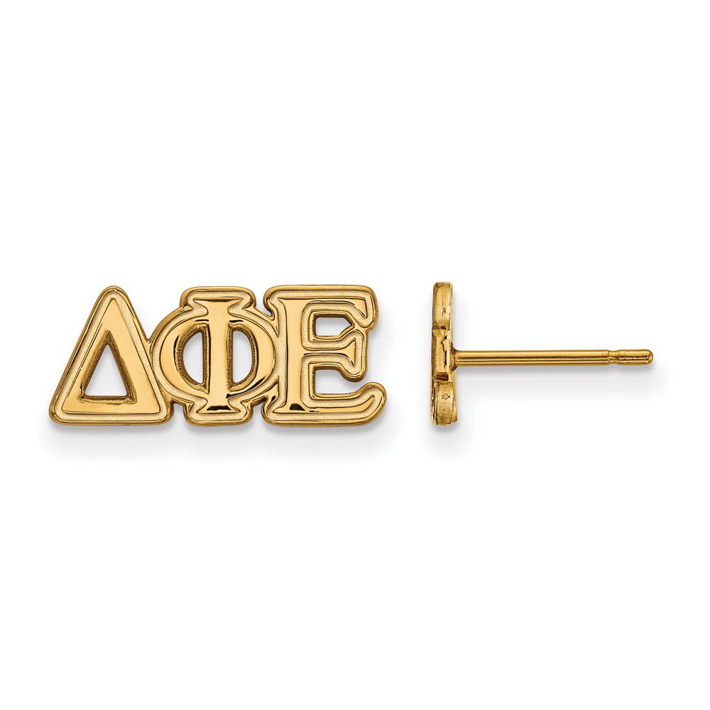 14K Plated Silver Delta Phi Epsilon Greek Letters Post Earrings