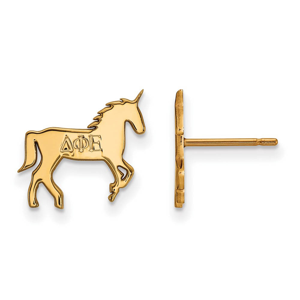 14K Plated Silver Delta Phi Epsilon Post Earrings