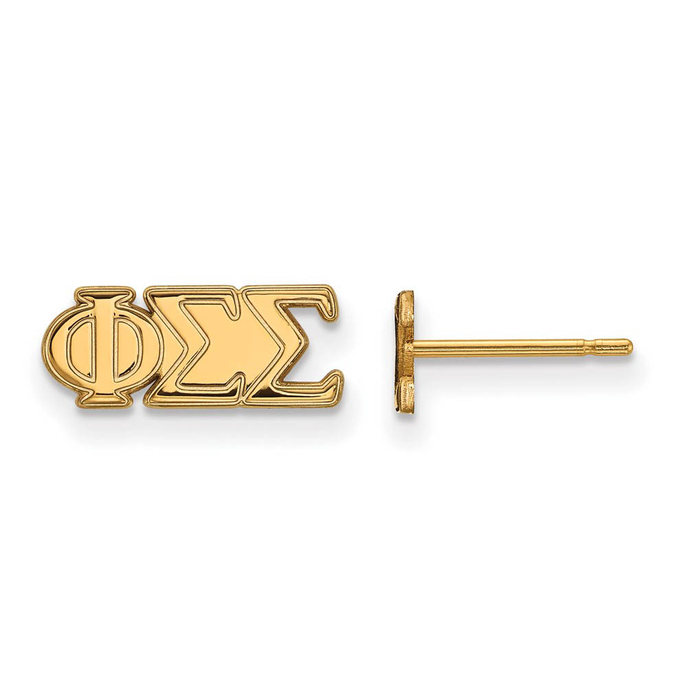 14K Plated Silver Phi Sigma Sigma Greek Letters Post Earrings
