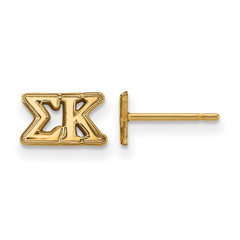14K Plated Silver Sigma Kappa Greek Letters Post Earrings