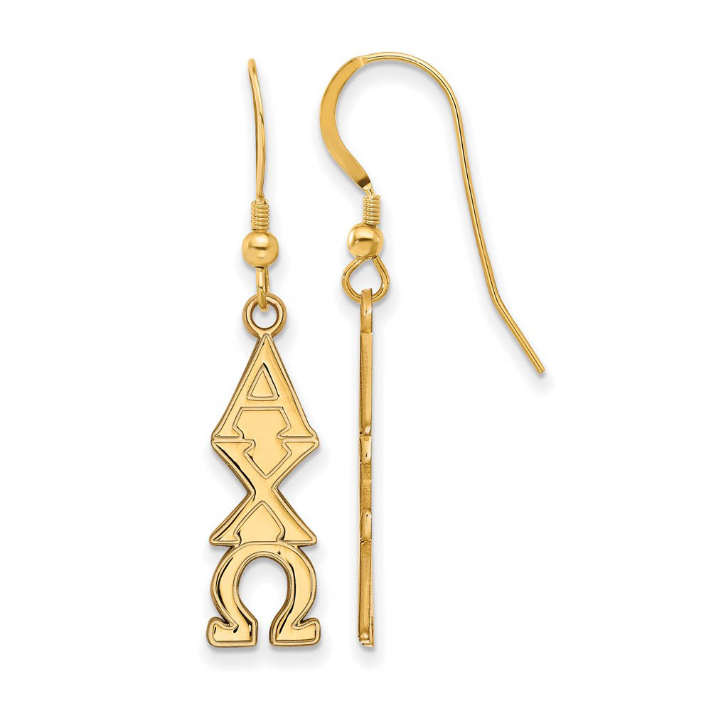 14K Plated Silver Alpha Chi Omega Dangle Earrings