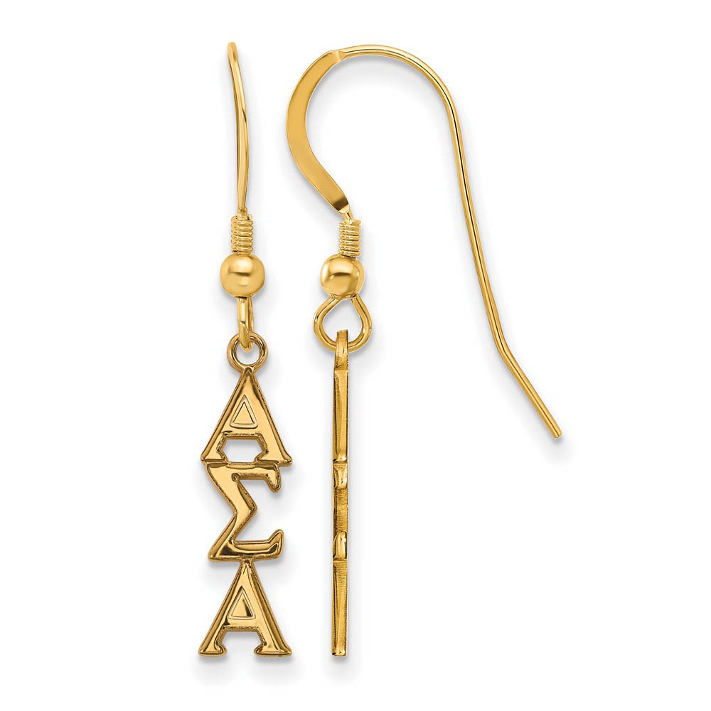 14K Plated Silver Alpha Sigma Alpha Dangle Earrings