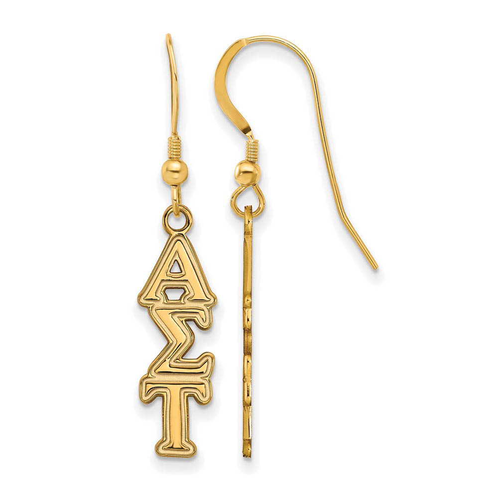 14K Plated Silver Alpha Sigma Tau Dangle Earrings