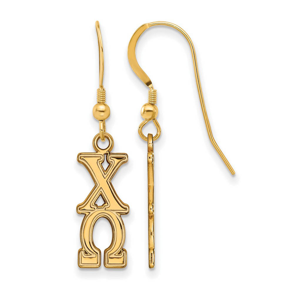 14K Plated Silver Chi Omega Dangle Earrings