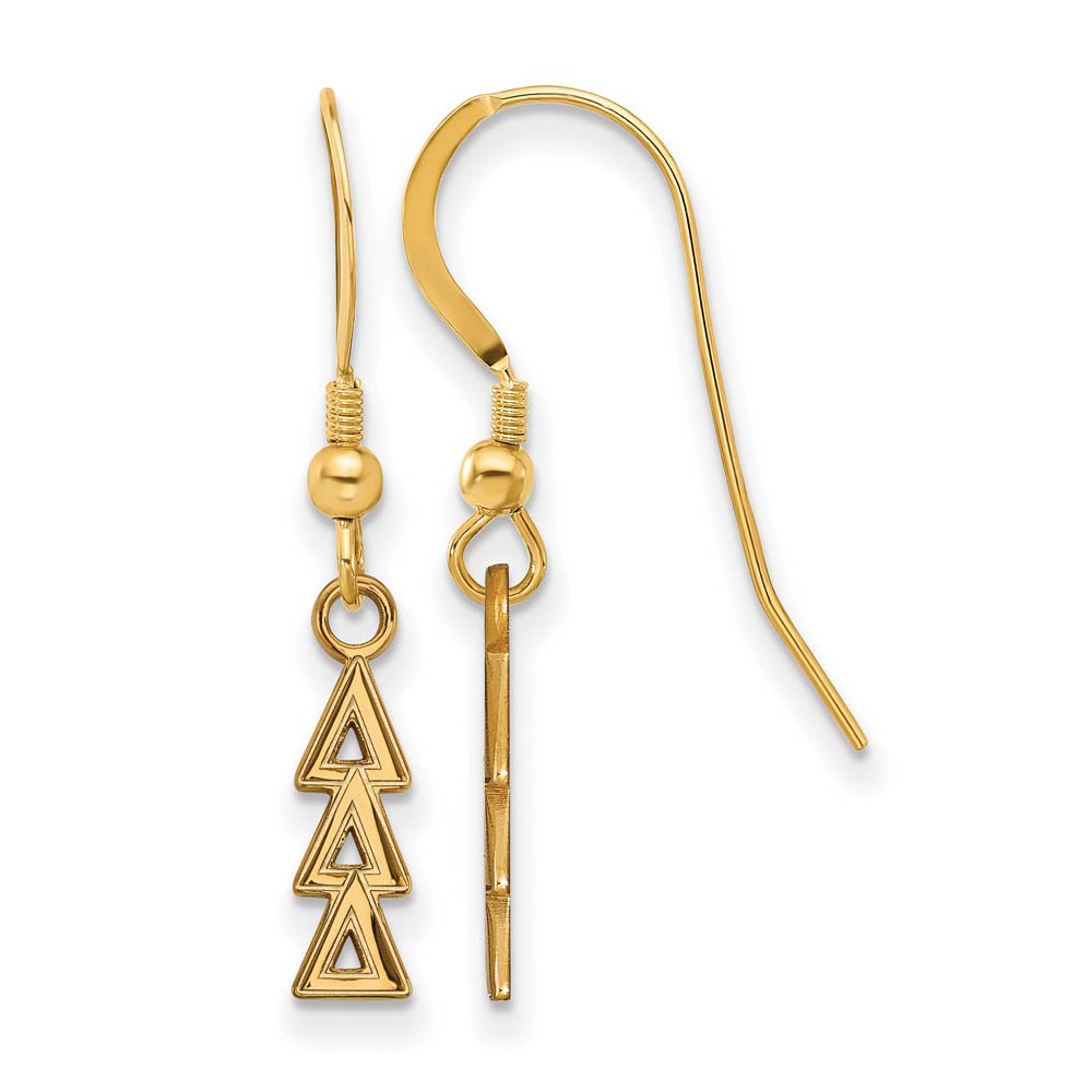14K Plated Silver Delta Delta Delta Dangle Earrings