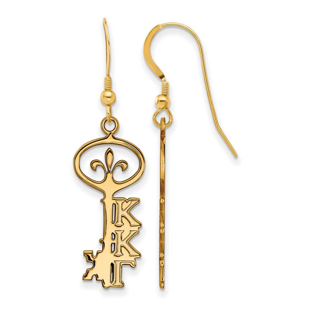 14K Plated Silver Kappa Kappa Gamma Dangle Earrings