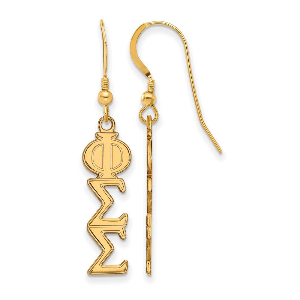 14K Plated Silver Phi Sigma Sigma Dangle Earrings