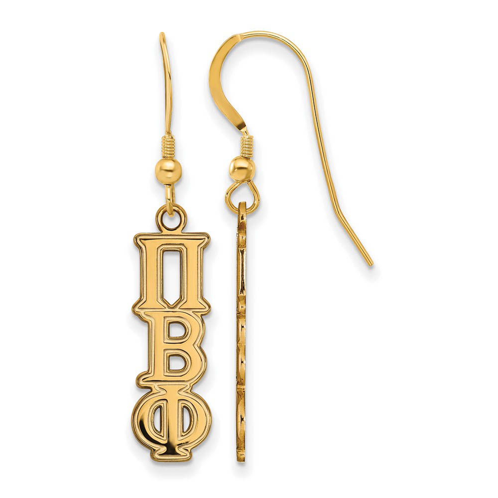 14K Plated Silver Pi Beta Phi Dangle Earrings