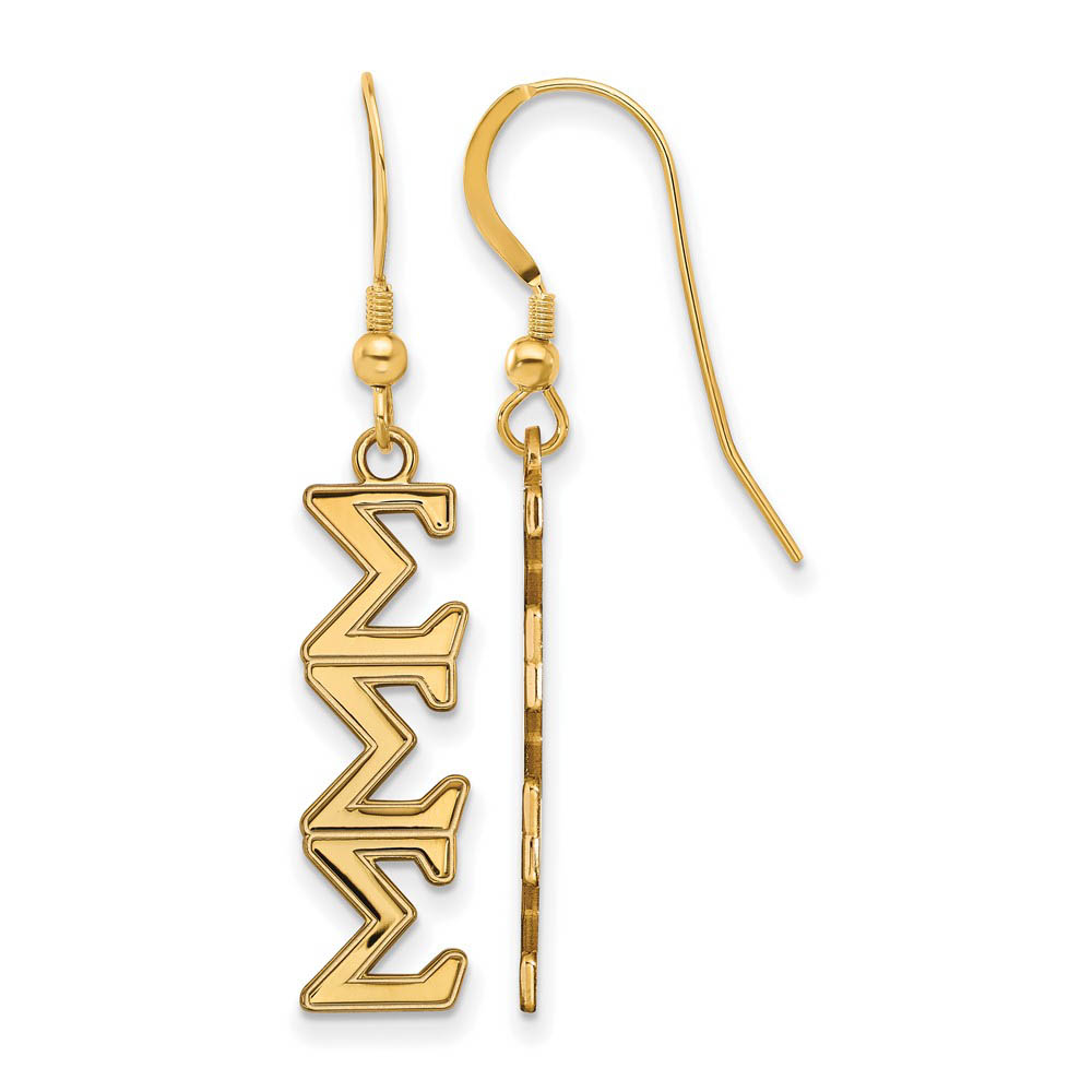 14K Plated Silver Sigma Sigma Sigma Dangle Earrings
