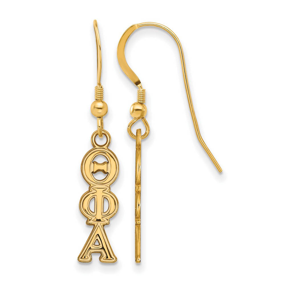 14K Plated Silver Theta Phi Alpha Dangle Earrings