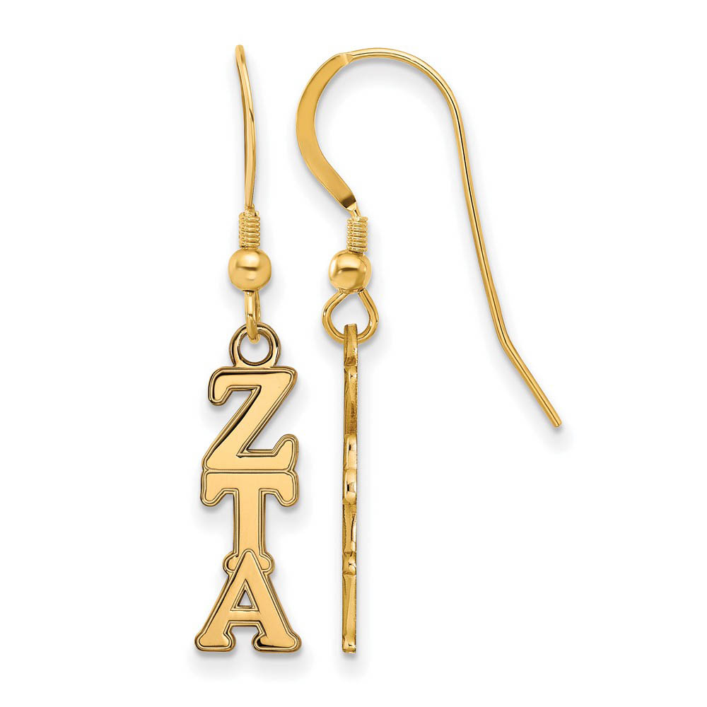 14K Plated Silver Zeta Tau Alpha Dangle Earrings