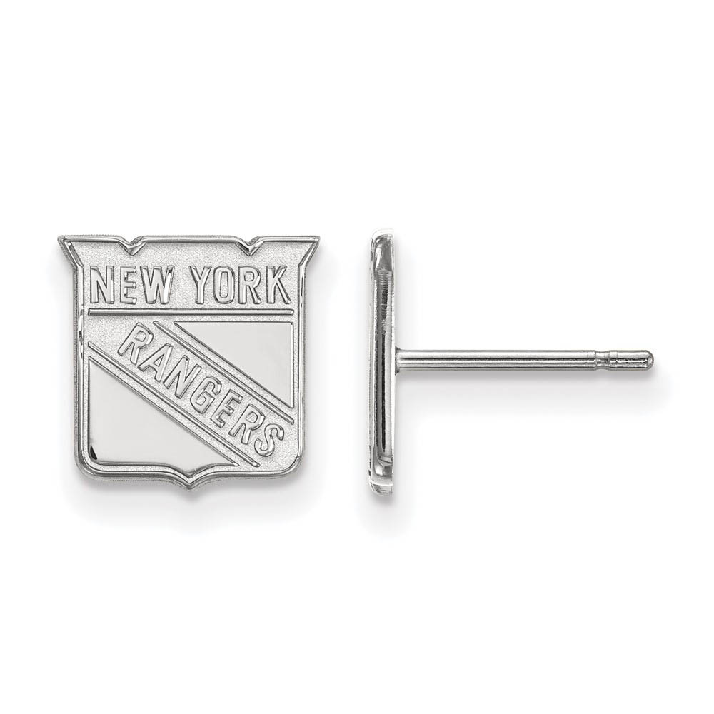 10k White Gold NHL New York Rangers Post Earrings