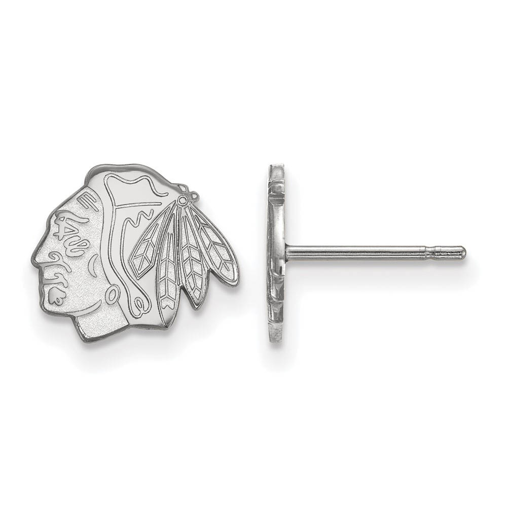 10k White Gold NHL Chicago Blackhawks Post Earrings