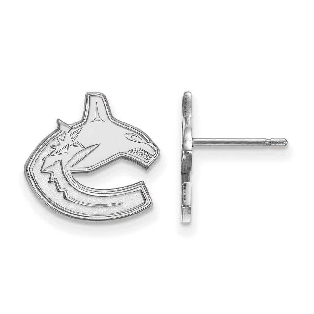 10k White Gold NHL Vancouver Canucks Post Earrings