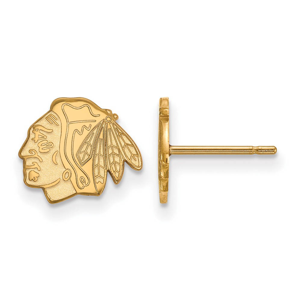10k Yellow Gold NHL Chicago Blackhawks Post Earrings
