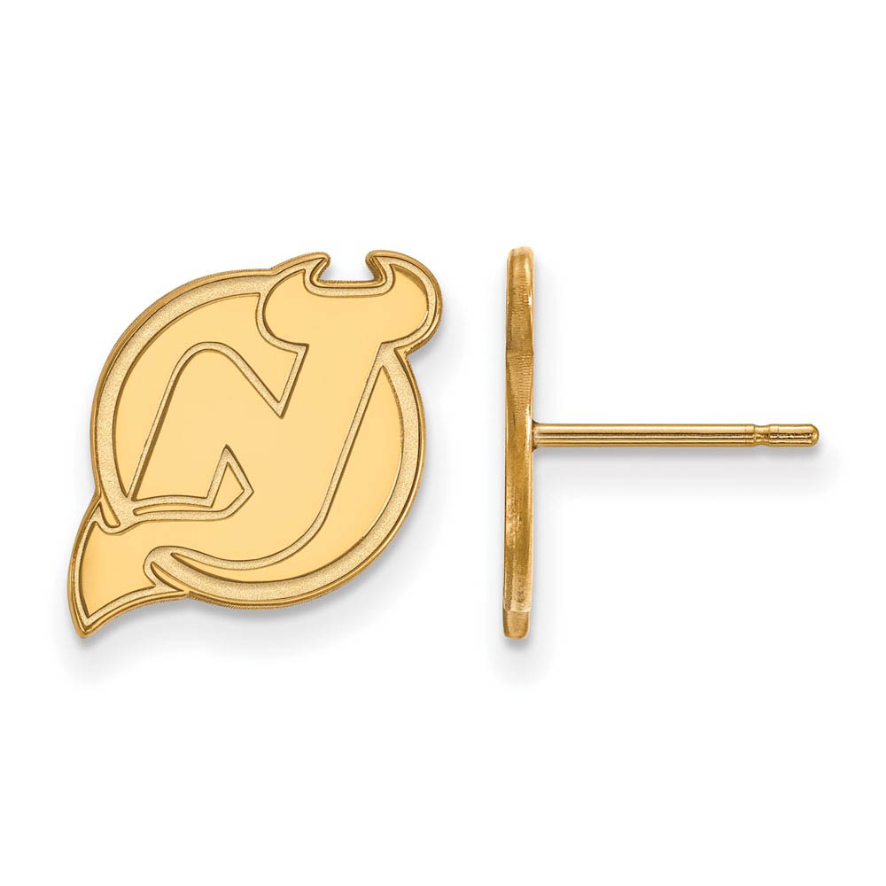 10k Yellow Gold NHL New Jersey Devils Post Earrings
