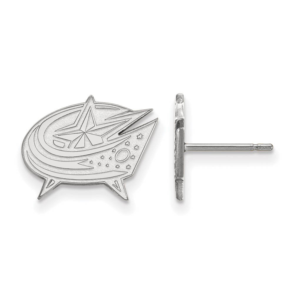 14k White Gold NHL Columbus Blue Jackets Post Earrings