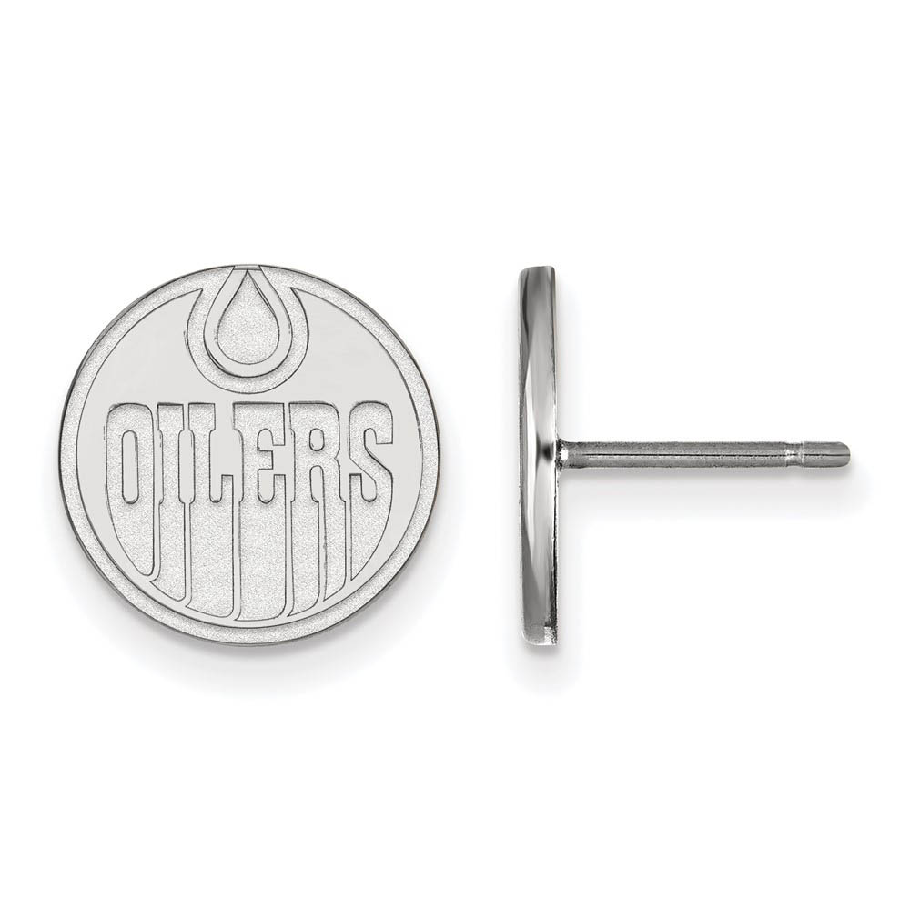 14k White Gold NHL Edmonton Oilers Post Earrings