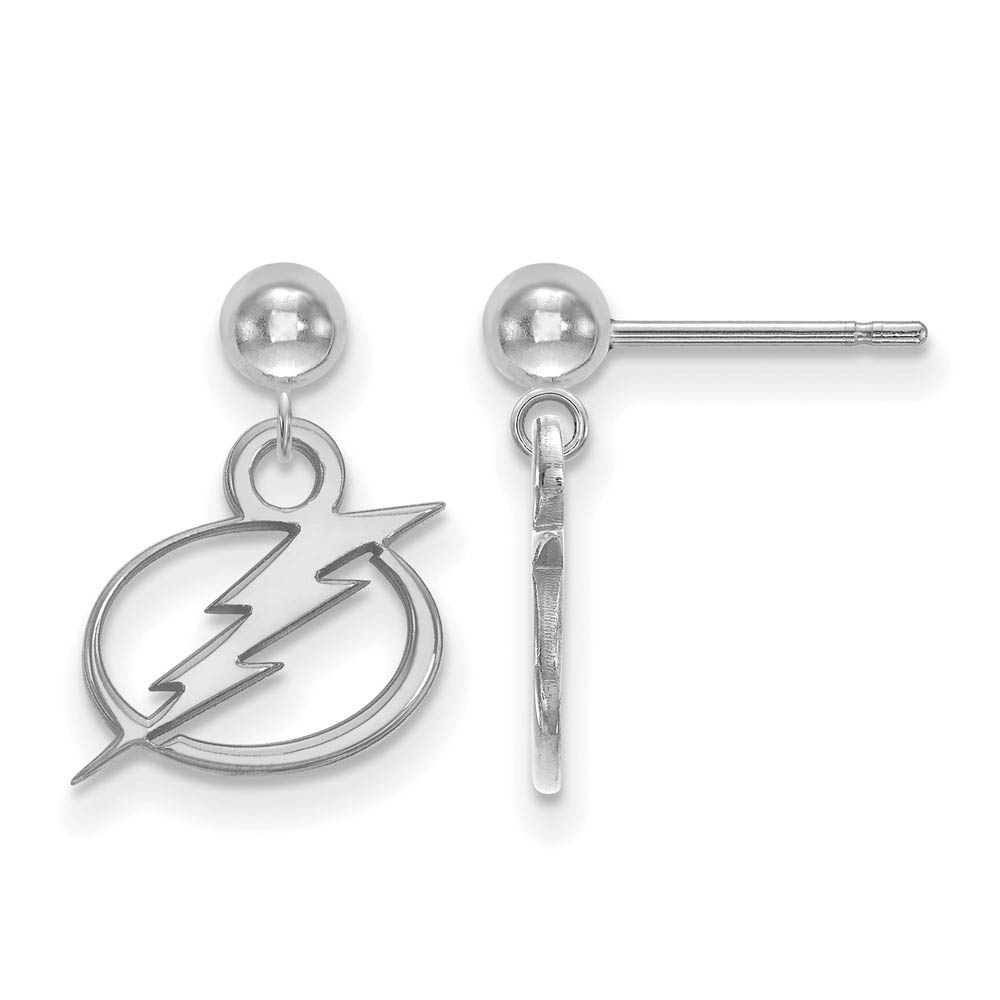 14k White Gold NHL Tampa Bay Lightning Ball Dangle Post Earrings