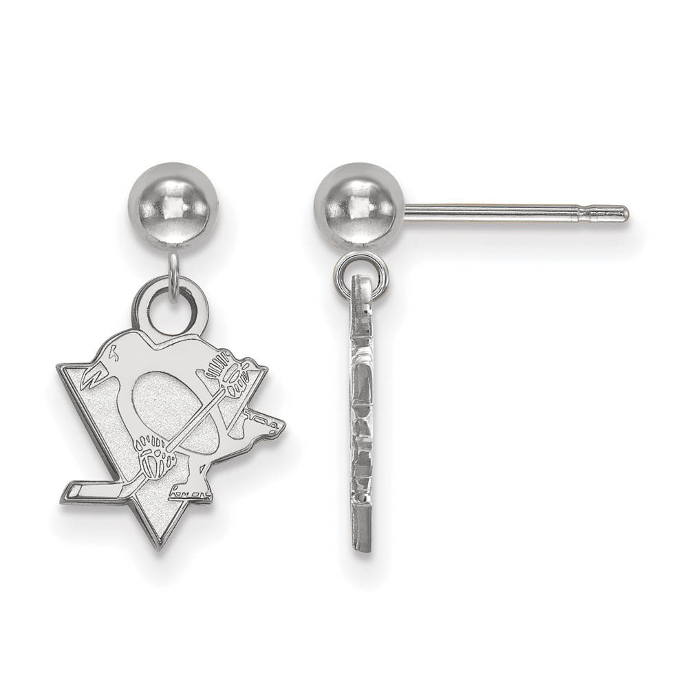14k White Gold NHL Pittsburgh Penguins Ball Dangle Post Earrings