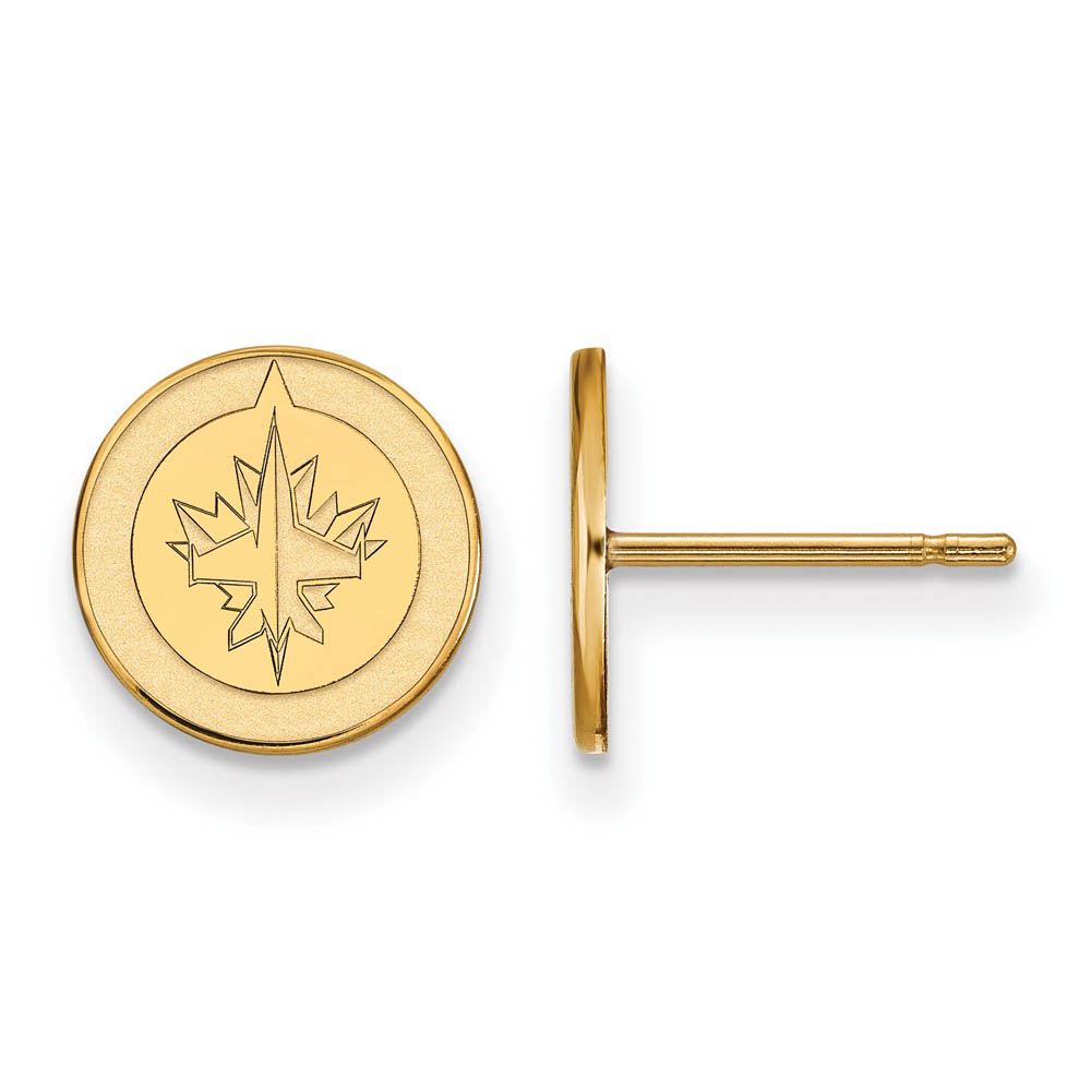 14k Yellow Gold NHL Winnipeg Jets Post Earrings