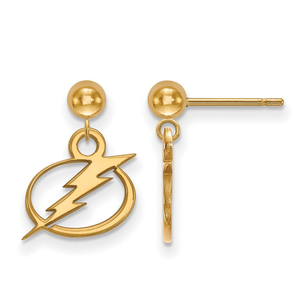 14k Yellow Gold NHL Tampa Bay Lightning Ball Dangle Post Earrings