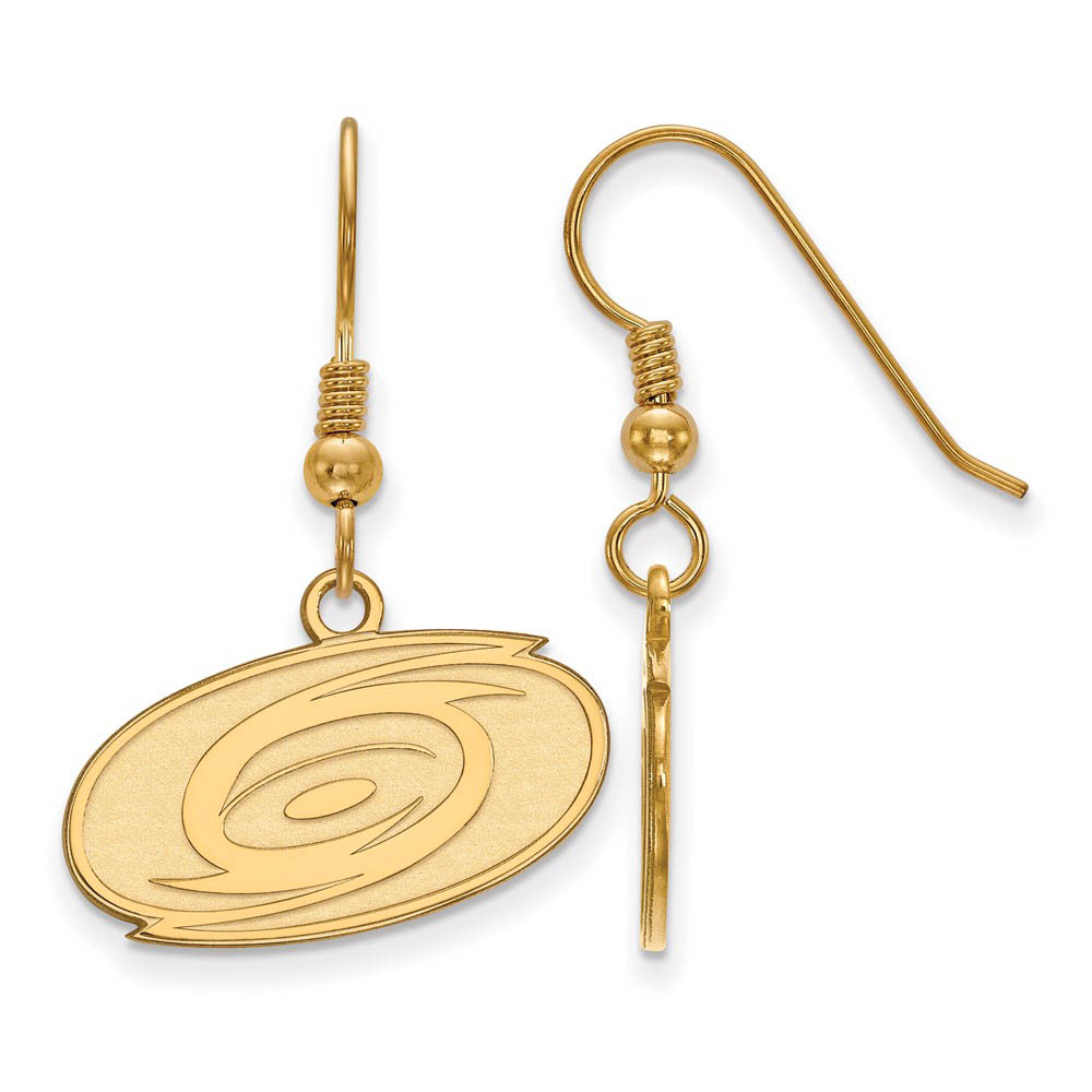 SS 14k Yellow Gold Plated NHL Carolina Hurricanes SM Dangle Earrings