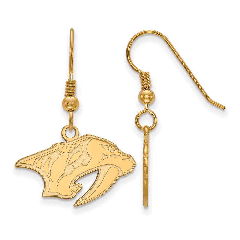 SS 14k Yellow Gold Plated NHL Nashville Predators SM Dangle Earrings