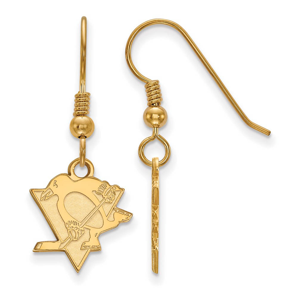 SS 14k Yellow Gold Plated NHL Pittsburgh Penguins SM Dangle Earrings