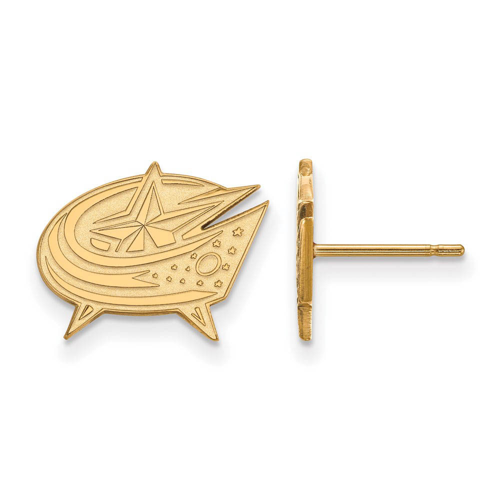 SS 14k Yellow Gold Plated NHL Columbus Blue Jackets SM Post Earrings