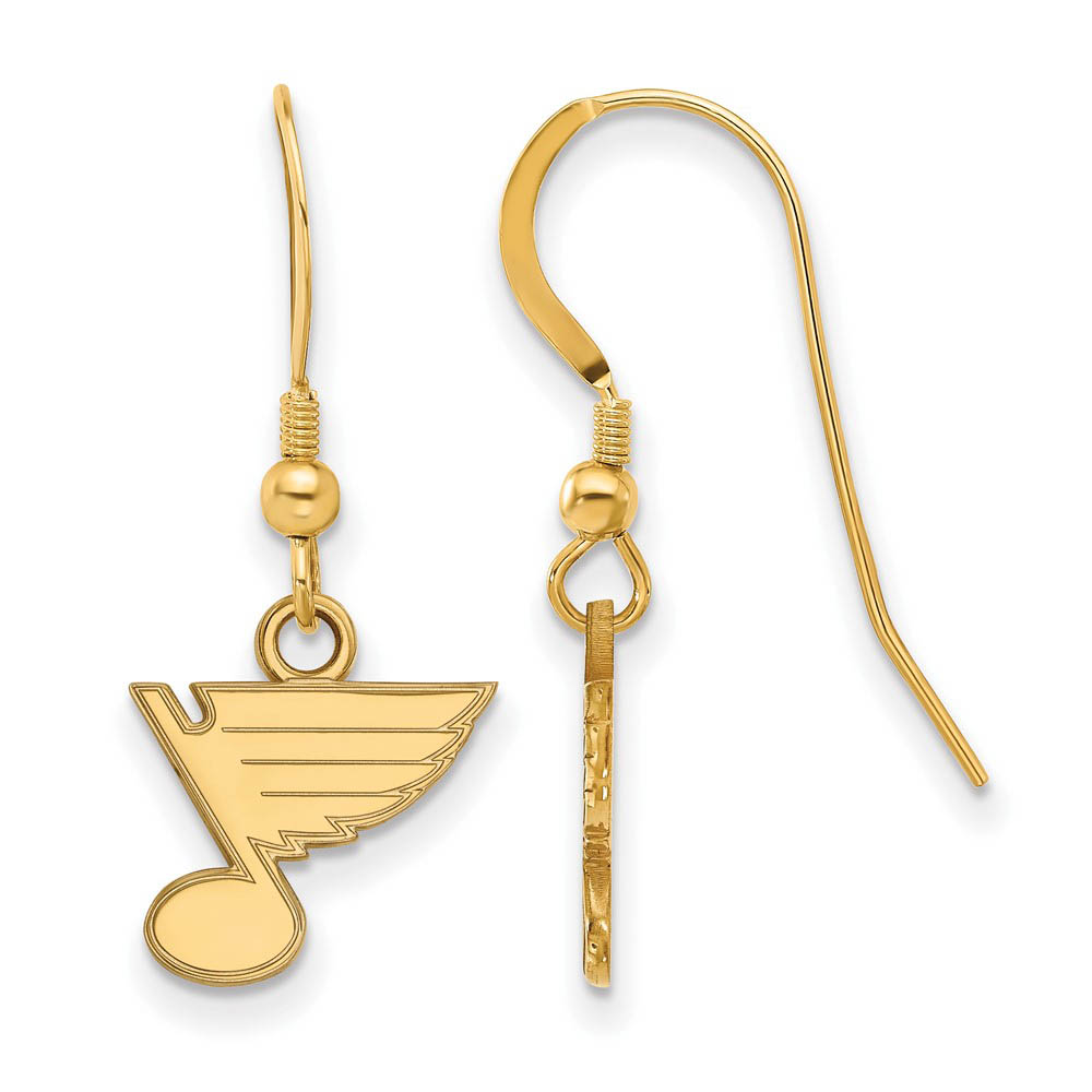 SS 14k Yellow Gold Plated NHL St. Louis Blues Dangle Earrings